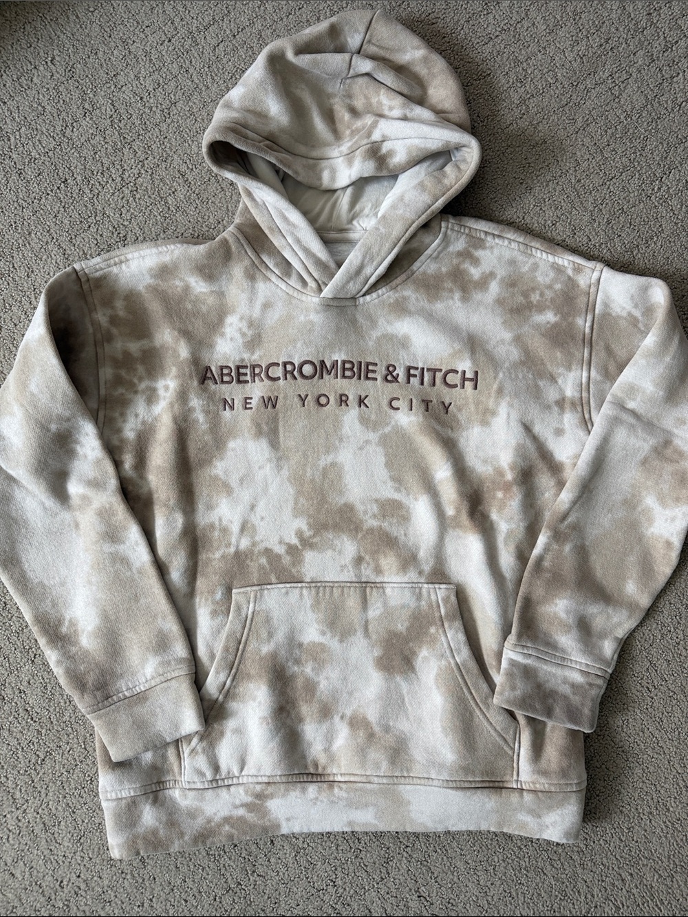 Abercrombie & Fitch Taupe & Cream Tie-Dye Logo Hoodie